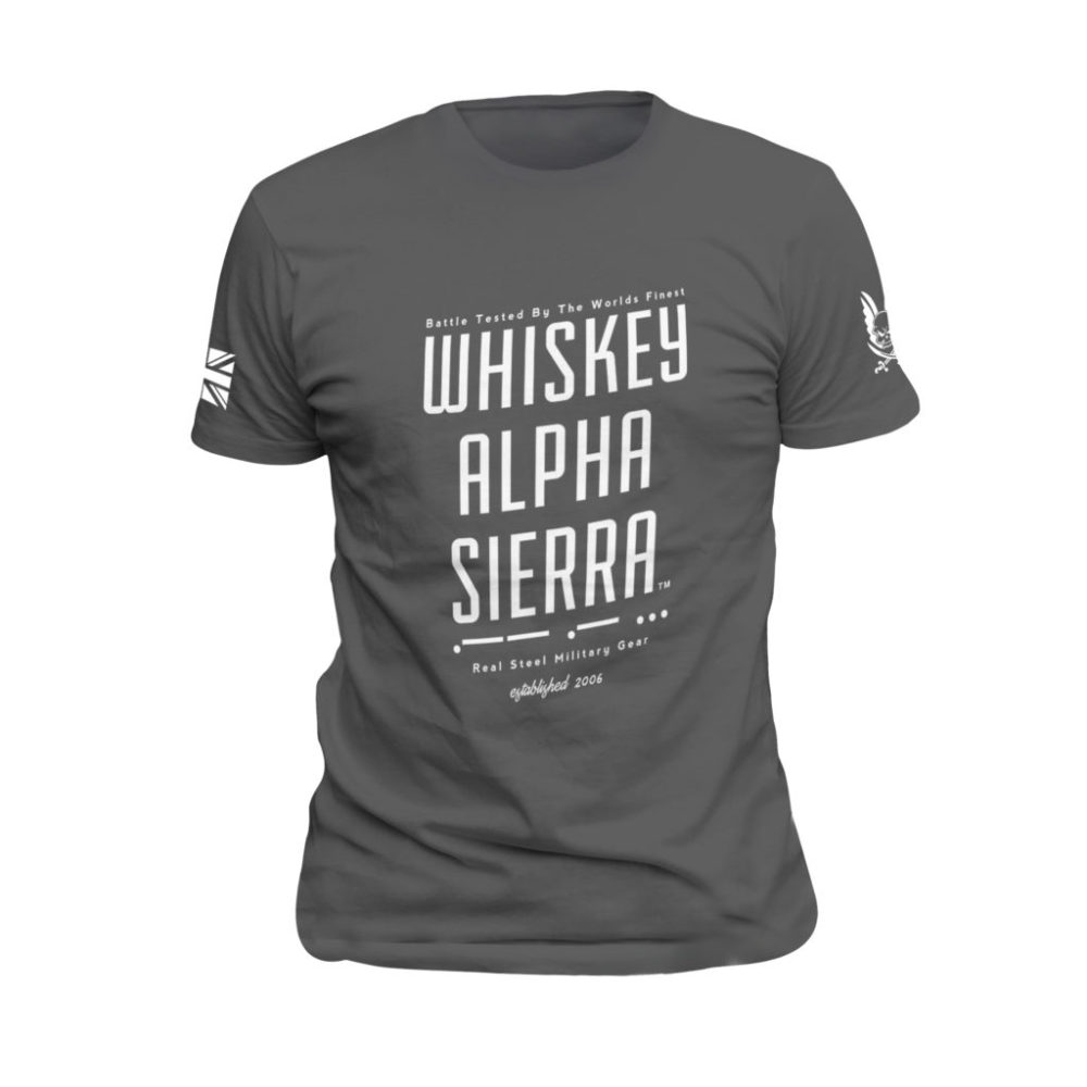 Whiskey Alpha Sierra T-Shirt Grey with White Print